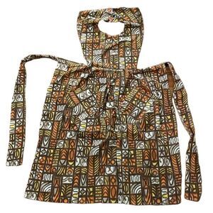 Vintage 1970s Brown Kitchen Bib Apron One Size Pocket Handmade